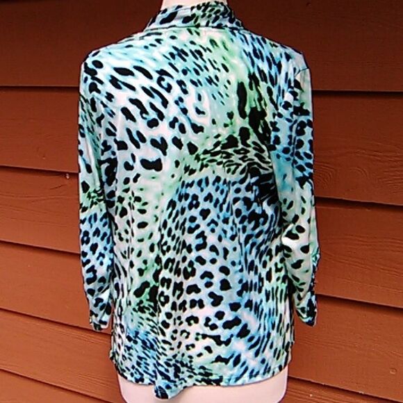 Ellen Tracy Open Animal Print Cardigan - Picture 4 of 8